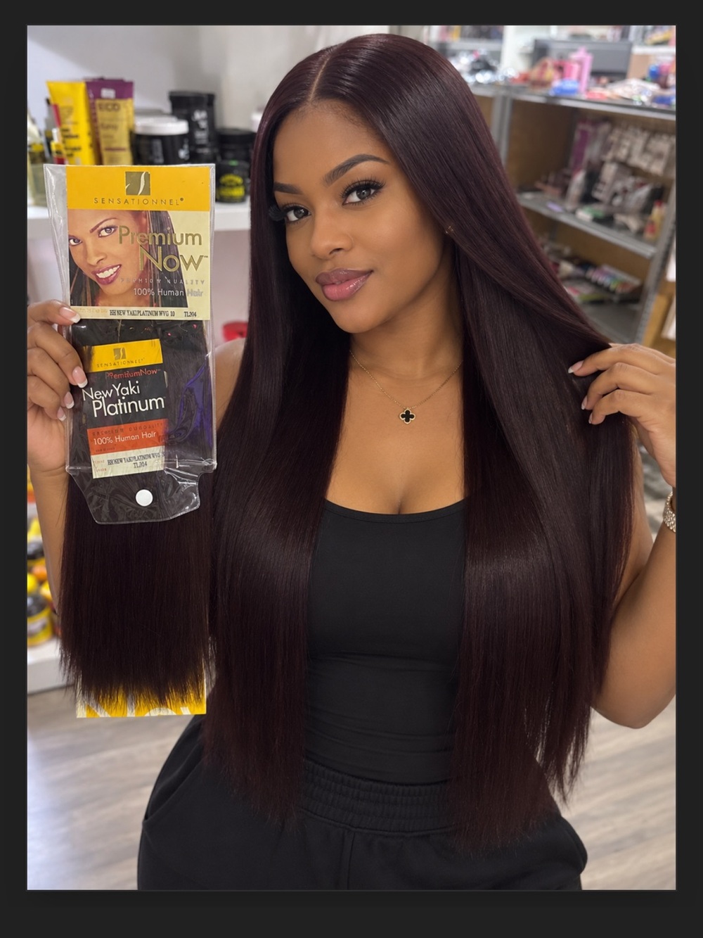 Premium Now New Yaki Platinum Human Hair - Deep Burgundy